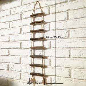 TEMU 1개 수제 나무 로프 사다리 벽걸이 - 크리스마스, 할로윈, 부활절, 추수감사절, 발렌타인데이 & 새해를 위한 축제 홈 데코 | 호텔/B&B, 결혼식 및 파티 장식 | 전통적인 나무 사다리 & 로프 사다리 디자인