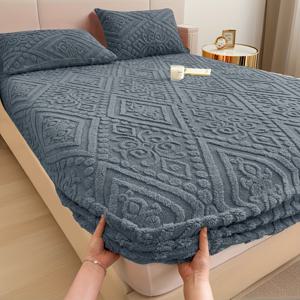 TEMU 고급 테리 수건 매트리스 커버, 유럽풍 플로럴 패턴, 사계절 사용 가능, 두꺼운 따뜻한 침구, 부드럽고 편안함, 손세탁 또는 세탁기 사용 가능 (베개 커버 미포함), 친구를 위한 훌륭한 선물 선택|매트리스커버