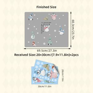 TEMU 2pcs 축제 펭귄 & 눈꽃 창 스티커 - 양면, 제거 가능한 비닐 데칼, 크리스마스 및 겨울 휴일 장식, 빈티지 스타일, 쉽게 적용 및 제거, 거실 또는 휴일 창 디스플레이에 완벽한, 크리스마스 창 장식