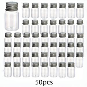 TEMU 50개, 실버 알루미늄 캡 플라스틱 투명 병, 20ml / 0.676oz, 소품 보관용, 비즈, 액세서리, 에센셜 오일, 페인트, 공예 용품 정리 및 분배 컨테이너, 손 세척 전용