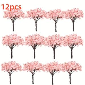 TEMU 12개 세트 6.5cm 인공 벚꽃 나무 - 내구성 있는 시뮬레이션 트리, HO 스케일 철도 모델, 모형 풍경, 건축 장면, 요정 정원 장식 및 미니어처 가드닝용 DIY 풍경 액세서리 (사쿠라 테마 디자인)