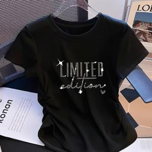 TEMU 새롭게 개정된 여성용 탑은 허리 주변에 효과를 주어 신축성 있게 디자인되어, 편안한 프린트 티셔츠로 캐주얼한 모던 패션에 완벽합니다.