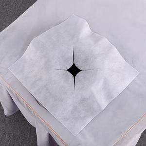 TEMU 200개 일회용 비직물 마사지 베드 시트 (얼굴 구멍 포함) - 화이트 피라미드형 타월, 미용실 및 스파에 적합