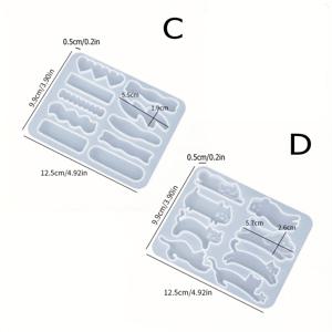 TEMU 2개 세트 두꺼운 에폭시 레진 헤어핀 몰드, 고양이 하트 별 꽃 리본 물고기뼈 발바닥 DIY 헤어핀 실리콘 몰드, 에폭시 레진 귀걸이 키체인 북마크 펜던트 공예용 몰드