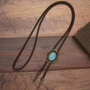 TEMU 1개 빈티지 볼로 타이, 조절 가능한 보우타이 클라스프, 긴 PU 가죽 목걸이, 남녀공용, 독특한 볼로 타이