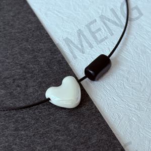 TEMU 여성용 목걸이 - 하트 펜던트 블랙 코드 체인, 생일 & 선물용 일상 및 정장 주얼리 - 연중 내내 우아한 레이어드 룩 펜던트 목걸이