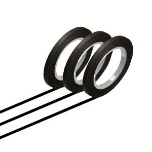 TEMU 3개 슬림 무광 블랙 와시 테이프 세트, 3mm x 1300cm, 잔여물 없음, 손으로 쉽게 찢어짐, 프로젝트에 적합. 텍스처 종이 재질, 네일 아트, 공예, 스프레이 마스킹, 드레이핑, 스크랩북, 카드에 적합