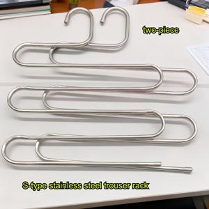 TEMU 2개 세트 스테인리스 스틸 다단 팬트 행거, 옷장 공간 절약 디자인, 미끄럼 방지 기능으로 바지, 수건, 청바지 및 다양한 의류 걸이 가능|바지걸이