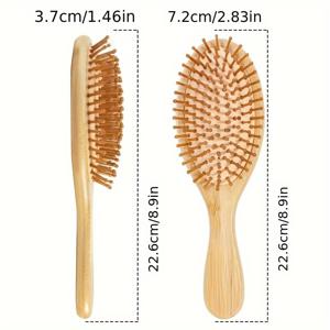 TEMU 2개 세트 목재 대나무 헤어 브러시 + 클리닝 클로 & 에어 쿠션 빗 - 모든 헤어 타입에 적합한 대나무 브리스틀, 두피 마사지, 정전기 방지 빗, 가정 및 여행용 헤어 케어