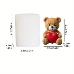 TEMU 실리콘으로 제작된 3D 하트 모양 곰돌이 몰드 - 곰돌이 석고 장식품 및 장식용 동물 조각 제작용 곰돌이 양초 몰드, 레진 캐스팅에 적합 - 감성적인 홈 데코 | 귀여운 홈 데코 | 집들이 선물용 실리콘 몰드