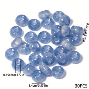 TEMU 2D 플랫, 30개 평면 라운드 데코 비즈 - 블루 길상 구름 리플 레진 비즈, 대구멍 독특한 루즈 스페이서 비즈, 주얼리 만들기 DIY 매력 패션 팔찌 목걸이 귀걸이, 남녀 모두에게 이상적인 선물