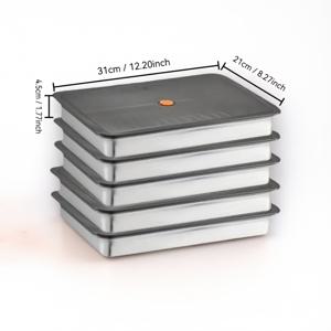 TEMU 5개 스테인리스 스틸 덮개 만두 트레이 세트. 보관 용기, 베이킹, 식사 준비 및 야외 피크닉에 적합, 주방 및 냉장고 정리에 완벽한 도구