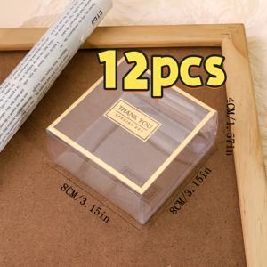 TEMU 세련된 금박 장식이 돋보이는 사탕 및 초콜릿용 PVC 상자 12개입 - 결혼식, 약혼식 및 생일 축하 행사를 위한 선물 포장으로 재사용하기에 완벽합니다.