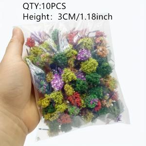 TEMU 3Cm 미니어처 나무 미니어처 관목 컬러 믹스 모델 세트 조립 모래 그림 정원 가꾸기 조경 제작 재료