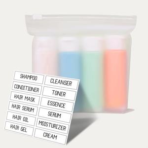 TEMU 4개 세트 누수 방지 여행용 병 - 샴푸, 컨디셔너, 로션, 바디워시 용 리필 가능 화장품 용기 - 내구성 있는 플라스틱, 전기 불필요, 휴대용 여행 및 일상 사용, 슬림 디자인, 투명 뚜껑 기능, 컴팩트한 구조, 튼튼한 구조, 자주 여행하는 분들을 위한