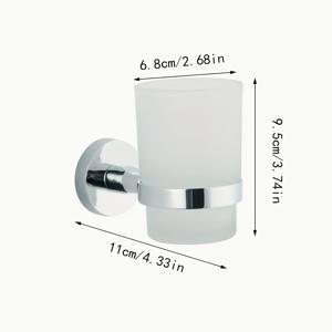 TEMU 벽걸이 유리컵 홀더가 있는 스테인리스 칫솔 홀더 세트, 프로스트 유리, 간편한 설치, 모던 욕실 칫솔 및 치약 정리함, 공간 절약형 내구성 디자인, 고품질 구조