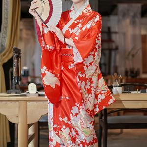 TEMU 플로럴 유카타 가운 - 여성용 부드러운 라운지웨어