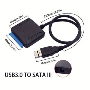 TEMU SATA to USB 3.0 어댑터 케이블, 3.5 및 2.5인치 SSD/HDD 하드 드라이브 리더기에 적합, SATA III 하드 드라이브 디스크 컨버터, UASP 지원, 삼성, Seagate, WD 및 Hitachi와 호환