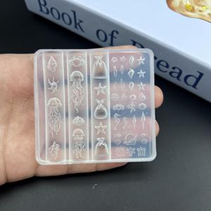 TEMU 1개 고투명 3D 해양 네일아트 실리콘 몰드 - 해파리, 해마, , 조개, 고래 조각 시리즈 연마 도구, 레진 액상 몰드