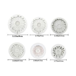 TEMU 및 데이지 몰드 6개 세트, 3D 꽃 장식 몰드, 비누 왁스 에폭시 콘크리트 캐스팅 폴리머 클레이 공예용 레진 양초 몰드