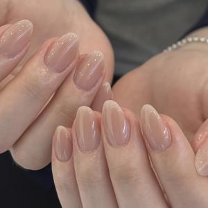 TEMU 30개 세트 숏 아몬드 프레스온 네일 - 누드 & 핑크 솔리드 광택 인조네일, 접착 탭 & 미니 파일 포함, 여성용 숏 길이 매니큐어 세트, 데일리 웨어용 네일