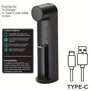 TEMU 알로파이어 A1 USB 스마트 충전기 자동 정지 기능 - 18650/26650/21700/10440/16340/14500 리튬이온 배터리용 USB 전원 휴대용 충전기, 손전등, 헤드램프, 캠핑등, USB-C 장치 호환, 야외 여행용 컴팩트 충전기, 사무실 및 가정용, 내구성 있는 구조, 야외 활동 애호가를 위한 파워 뱅크, 리튬 배터리 충전기