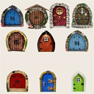 TEMU 10개 세트 미니어처 나무 요정 정원 문 - 천사 테마 노움 문 포함, 웨딩 & 야외 장식용, DIY 요정 정원 및 마법 풍경용 나무 미니 문