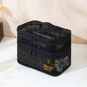 TEMU 대용량 메이크업 가방, 휴대용 여행용 세면도구 가방, 데일리 핸드백, 사무실 세면 가방, 뷰티 도구 보관 가방, 통기성 여행용 메시 가방 (출장용)