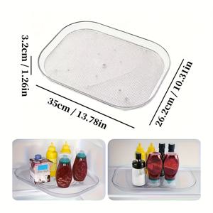 TEMU 1개 360° 회전 냉장고 라지서런 | 투명 직사각형 플라스틱 냉장고 정리함 - 주방, 테이블 상판, 캐비닛, 팬트리, 조리대용 회전식 조미료 보관 트레이, 보관 용기, 맥주 병을 위한 부드러운 회전식 냉장고 선반|냉장고