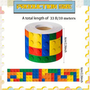 TEMU 1롤 빌딩블록 게시판 - 교실 트림, 학교, 사무실 및 가정용 - 조립식 칠판/화이트보드 장식 (33피트/10미터)