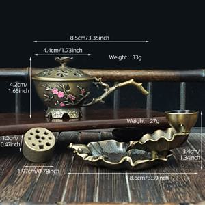 TEMU 3피스 세트, 핸드헬드 매화 향로 + 11구 향로대 + 연잎 개구리 역류 향로, 코일 향, 스틱 향, 향 콘 등에 적합, 다기능 향로 세트, 명절 및 특별한 날을 위한 완벽한 선물, 크리스마스 선물, 사무실 샌달우드 향기 디퓨저, 명상 및 요가 룸용, 향기 디퓨저 키트,요가 룸 분위기,역류 향 세트,매화 모양,젠 미학,내구성 있는 금속 구조