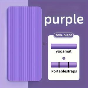 TEMU 1 헤비 듀티 10MM 미끄럼 방지 요가 매트, 두꺼운 패딩 및 휴대용 스트랩 포함 | 홈 짐, , 바닥 운동에 적합 - 내구성 좋은 NBR 소재, 간편한 보관 및 운반, 핑크/보라/검정 색상으로 제공