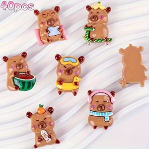 TEMU 40개 귀여운 광택 스케이트보드 카피바라 세트, 레진 액세서리 - 헤어 클립, 휴대폰 케이스 장식 등에 적합 - 공예 재료, 스케이트보드 액세서리, 재미있는 디자인, 튼튼한 공예, 창의적인 프로젝트, 재미있는 장식, 부드러운 마감