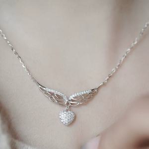 TEMU 리드키스 -페이브 합성 큐빅 지르코니아 날개 하트 펜던트 목걸이 - 반짝이는 날개와 하트 주얼리, 웨딩, 파티, 데일리웨어에 적합 - 4월 탄생석 선물, 합성 큐빅 지르코니아 목걸이 (K-도금), 청소년용|탄생석