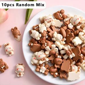 TEMU 핸드크래프트 및 재봉 제품 - 10개 귀여운 레진 참, 카툰 동물 장식 DIY 폰케이스 주얼리 공예