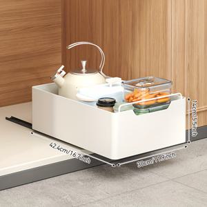 TEMU 드릴 없이 설치하는 금속 슬라이드형 서랍 정리함 1개 - 대용량 수납장 서랍형 수납 시스템, 주방, 거실, 침실, 다이닝룸에 적합한 공간 절약형 선반 - 간편한 설치|거실장