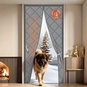 TEMU 1개 자석 단열 도어 커튼, 두꺼운 폴리에스터 섬유 충전재와 내구성 있는 옥스포드 원단 소재, 핸즈프리 방풍 스크린, 홈, 침실, 주방, 거실, 식당, 발코니, 창문용