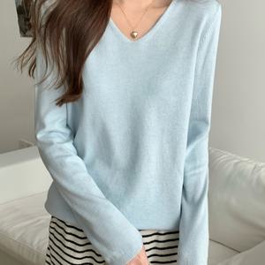 TEMU 여성용 봄 V넥 다용도 긴팔 베이스 레이어 솔리드 컬러 탑|블라우스|옷|여성의류