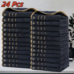 TEMU 럭셔리 라이프 24피스 욕실 세트, 24개 세면타월, 35x35cm, 골드 크라운 자수, 모던 디자인, 높은 가성비, 초흡수, 얼룩 제거 및 빠른 건조, 색상 고정, 홈, 욕실, 스파 필수품, 발렌타인데이, 라마단 및 휴일을 위한 완벽한 선물