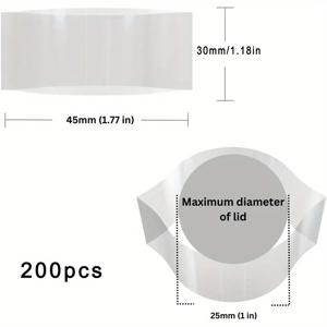 TEMU 200개 열수축 테이프, 45 x 30mm 투명 천공 열수축 포장 실러, 병, 병, 립글로스 튜브용, 3/4~1인치 직경 적합, 열수축 포장 테이프