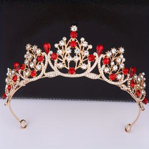 TEMU A Piece, 우아한 레드 라인스톤 브라이덜 크라운 헤드피스 - 스타일의 궁정 테마 크라운 헤어밴드, 웨딩 파티, 생일 축하, 공식 행사에 완벽