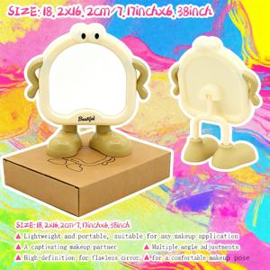 TEMU 도파민 컬러 카운터탑 메이크업 거울, 인체공학적 조절 가능 고화질 거울, 크리스마스, 생일 선물