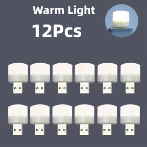 TEMU 미니 USB 따뜻한 흰색 야간 조명, 눈에 좋고 독서를 위한 램프, 컴퓨터 및 보조 배터리 충전을 위한 USB 플러그, LED 야간 조명|보조배터리