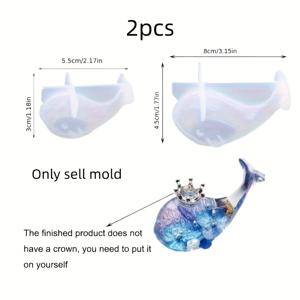 TEMU 2개입 고래 피규어 레진 몰드, 홈 데코 디스플레이, 에폭시 석고 아로마, 바다 고래 실리콘 몰드