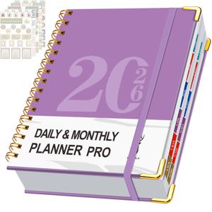 TEMU 2026년 스파이럴 바운드 플래너 | 400페이지, 일일 & 월별 계획, 날짜 표기 하드 커버, 합성 인조 가죽, 효율적인 스케줄 & 할 일 목록, 자아 통제력 & 시간 관리 - BRAVE ELK|달력|달력|캘린더