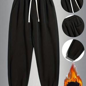 TEMU 남성용 스포티 조깅 팬츠 스웨트팬츠, 안감 플리스, 조절식 드로스트링, 사이드 포켓, 헬스장, 달리기, 훈련 및 캐주얼용, 겨울용|스포츠|냉장고바지|남자바지