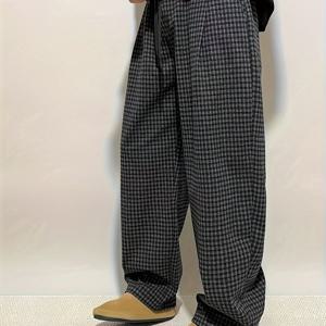 TEMU 남성용 트렌디 베이직 빈티지 다용도 포켓 드로스트링 슬림핏 가을 겨울용 루즈 와이드 레그 편안한 블랙 체크 캐주얼 스포츠 팬츠|스포츠|냉장고바지|빈티지