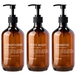 TEMU 재사용 가능한 컨디셔너 병 3개 세트, 펌프 샴푸 병, 조리대 핸드 소파 병, 욕실 비누 펌프, 샴푸, 바디워시 및 컨디셔너용 리필 가능 빈 병, 550ml 톤러 디스펜서 세트, 빈 바디워시 병, 리필 가능