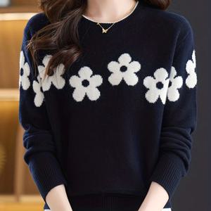 TEMU 신상 가을 겨울 라운드넥 긴팔 자카드 스웨터 루즈핏 풀오버 상의