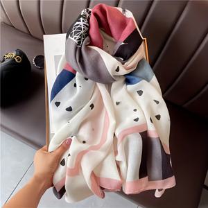 TEMU 패셔너블한 폴카 도트 패턴 텍스처 스카프, 따뜻한 가을/겨울 스타일, 다용도 사용, 두 가지 색상 옵션, 일상 외출 및 휴일 대기열용으로 적합,